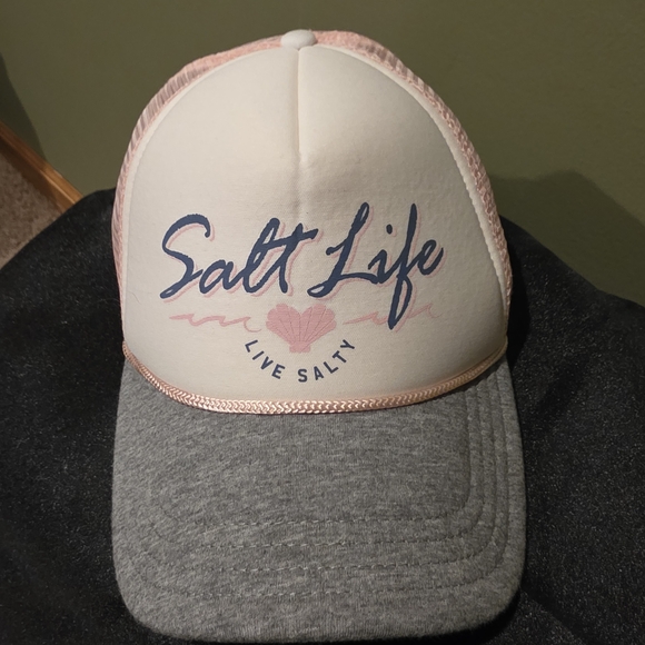 Salt Life Accessories - Salt Life Pink White Gray Trucker Hat